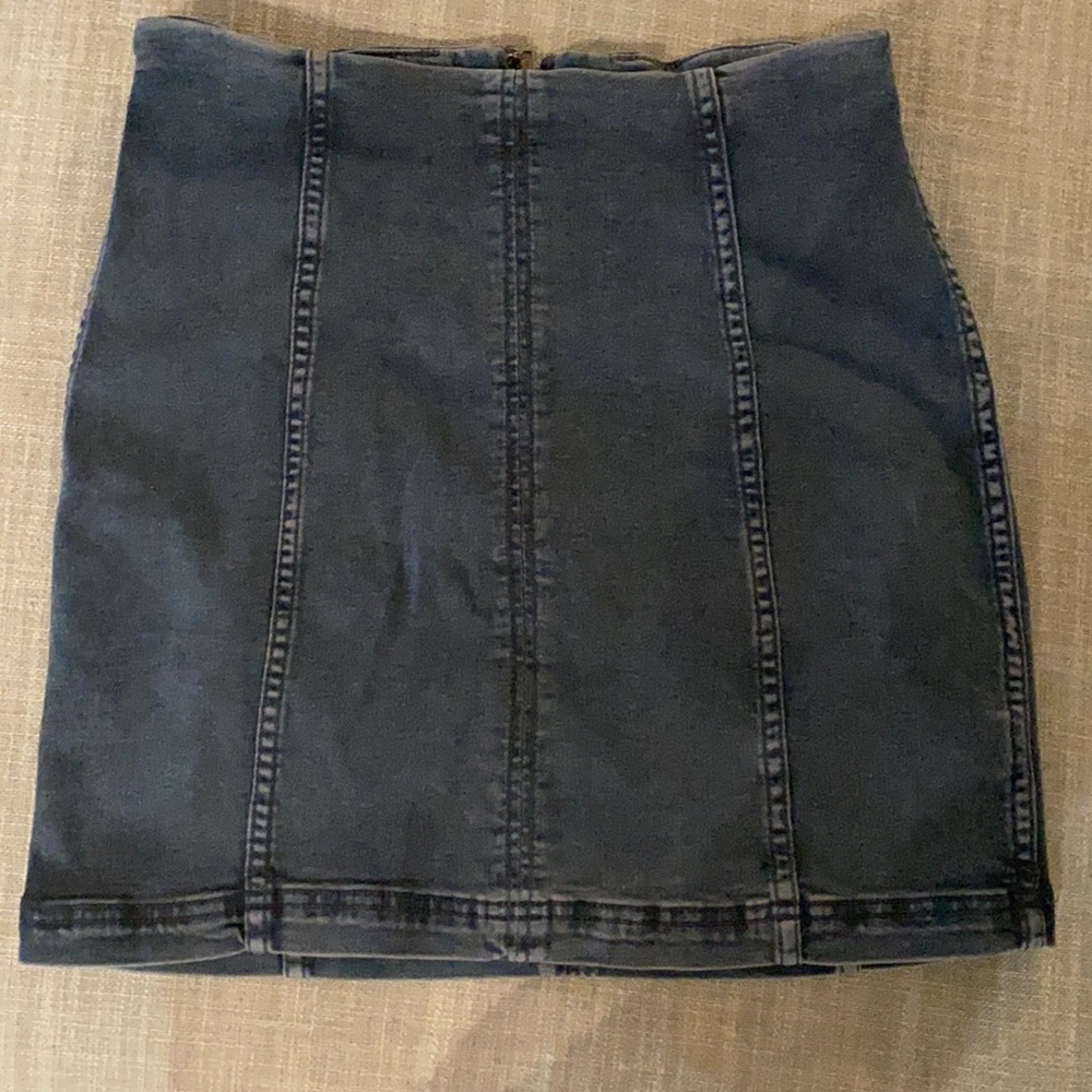 FP denim high waisted mini skirt